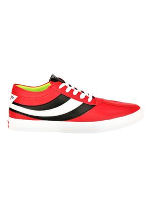 red leatherette lace up sneakers - 16659212 - Standard Image - 2
