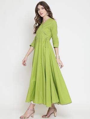 soild flared angrakha kurta - 16659216 - Standard Image - 2