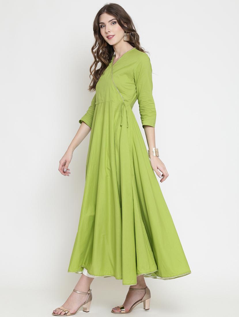 soild flared angrakha kurta - 16659216 - Zoom Image - 2