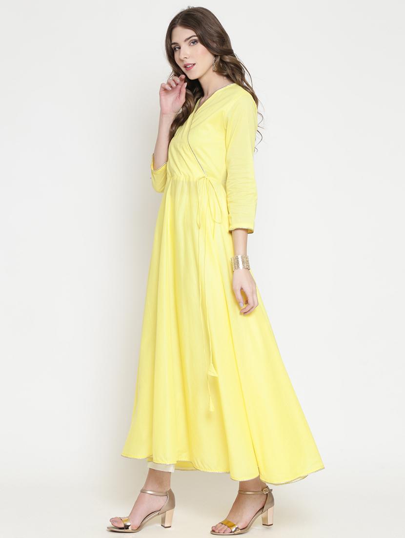soild flared angrakha kurta - 16659218 - Zoom Image - 2