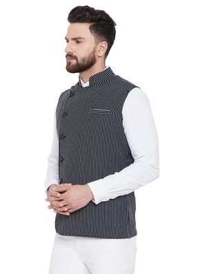 black striped nehru jacket - 16659372 - Standard Image - 2