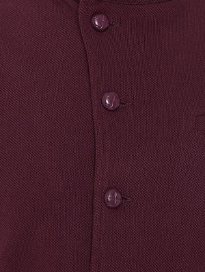 maroon solid nehru jacket - 16659380 - Standard Image - 5