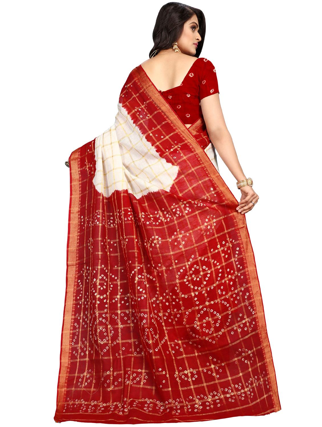bandhani printed handloom saree with blouse - 16659941 - Zoom Image - 2