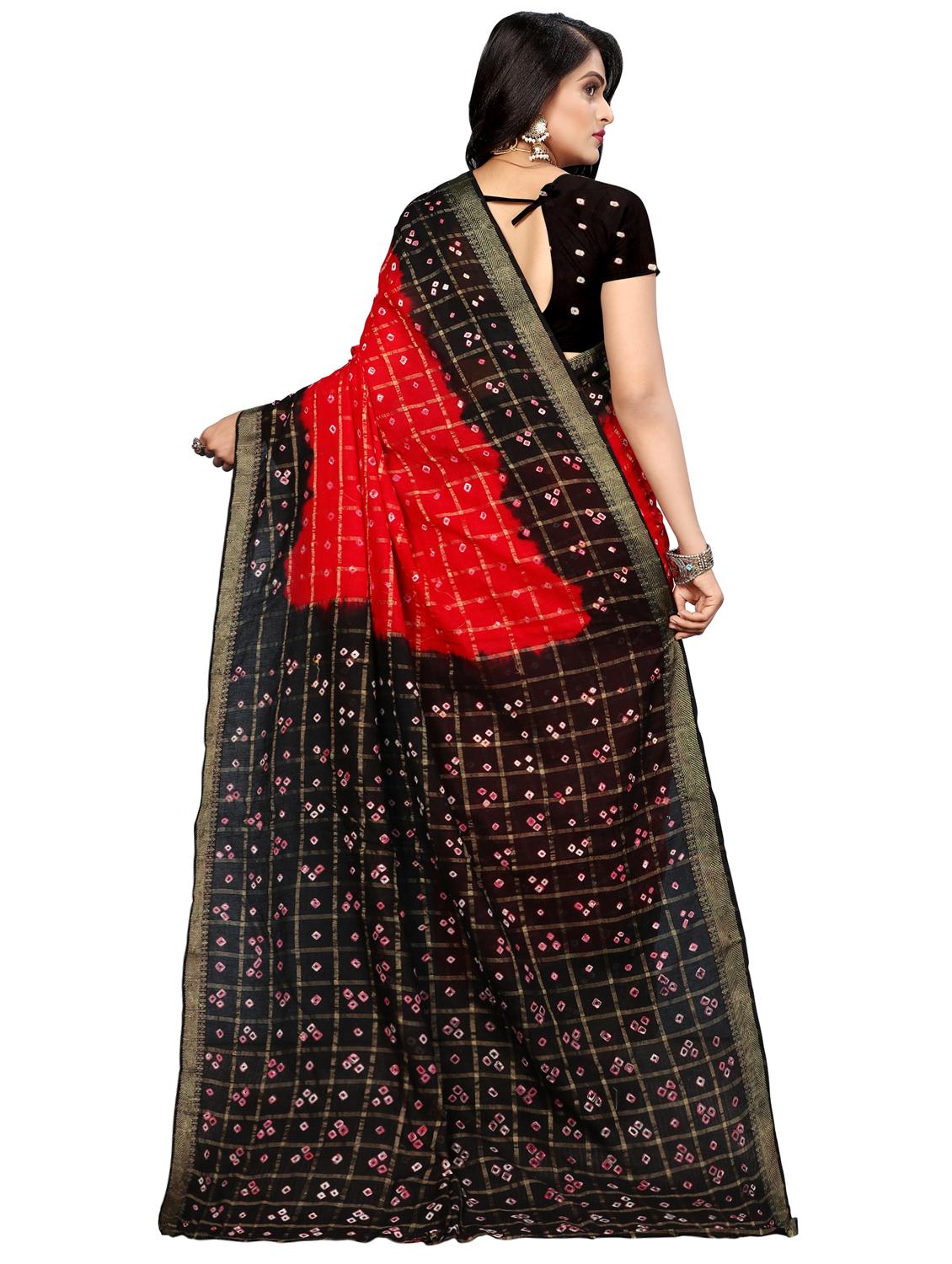 bandhani printed handloom saree with blouse - 16659948 - Zoom Image - 2