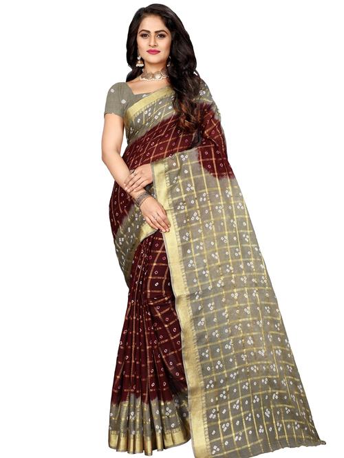 bandhani printed handloom saree with blouse - 16659952 - Very Small Image - 1