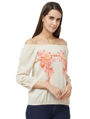 off shoulder floral top - 16660303 - Standard Image - 2