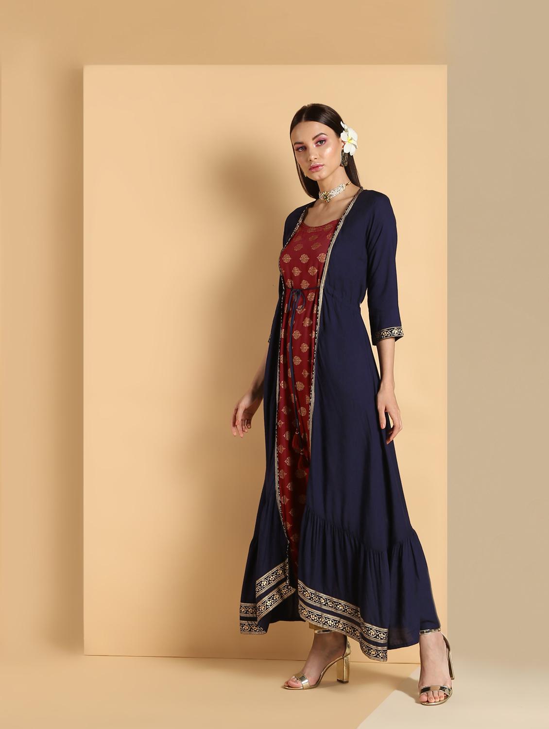 embroidered a-line kurta - 16660358 - Zoom Image - 2