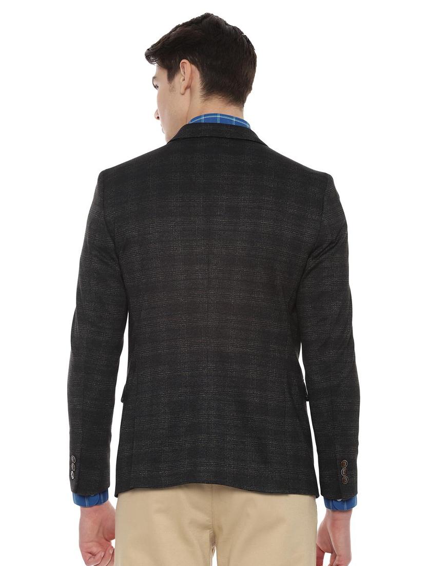 grey checkered single breasted casual blazer - 16660935 - Zoom Image - 2
