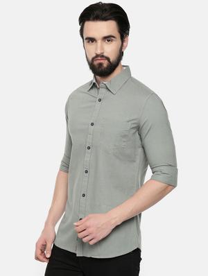 grey solid casual shirt - 16661112 - Standard Image - 2