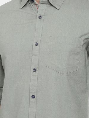 grey solid casual shirt - 16661112 - Standard Image - 5