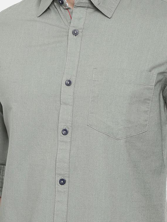grey solid casual shirt - 16661112 - Zoom Image - 5