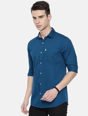 blue solid casual shirt - 16661115 - Standard Image - 2