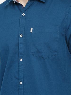blue solid casual shirt - 16661115 - Standard Image - 5