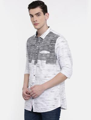 white printed casual shirt - 16661128 - Standard Image - 2