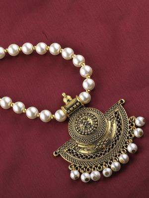 gold brass long necklace - 16661211 - Standard Image - 2