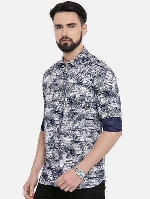 blue printed casual shirt - 16661459 - Standard Image - 2