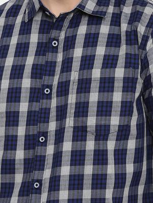 navy blue checkered casual shirt - 16661465 - Standard Image - 5