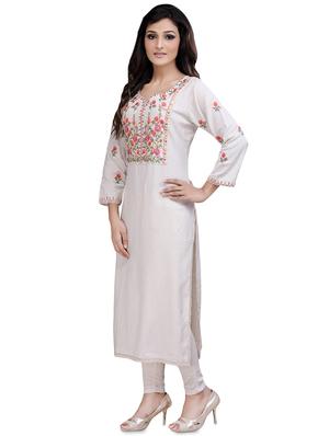 yoke embroidered solid straight kurta - 16661746 - Standard Image - 2