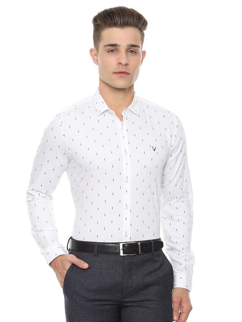 white printed formal shirt - 16661801 - Standard Image - 1
