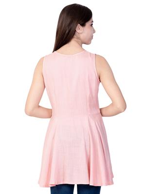 round neck button up a-line tunic - 16662028 - Standard Image - 2