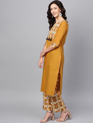 solid kurta palazzo set - 16662031 - Standard Image - 2