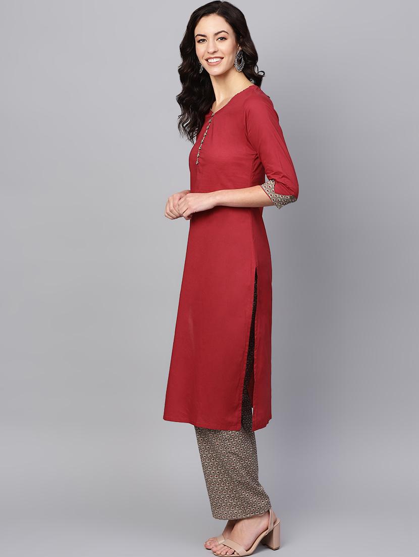 solid kurta palazzo set - 16662042 - Zoom Image - 2