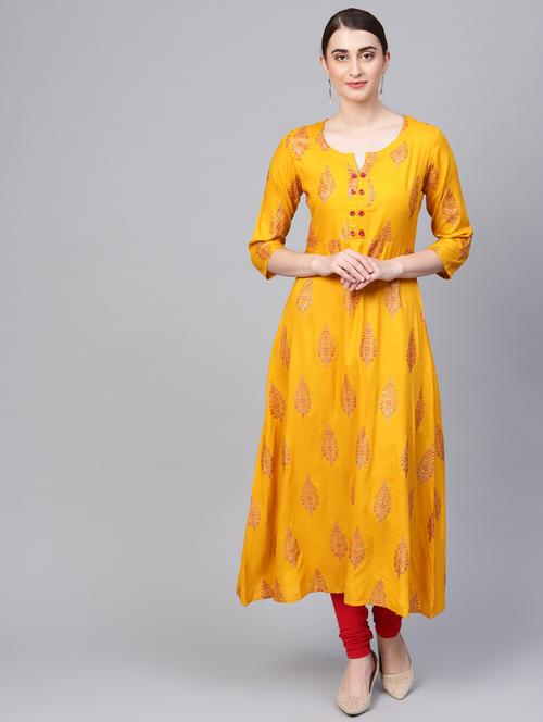 printed a-line kurta - 16662324 - Standard Image - 1