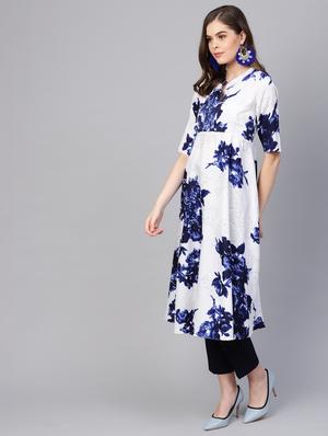 floral print flared kurta - 16662330 - Standard Image - 2