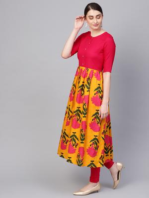 floral print flared kurta - 16662338 - Standard Image - 2