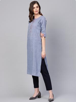 solid straight kurta - 16662339 - Standard Image - 2