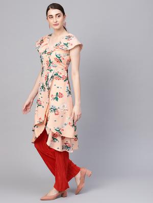 floral print a-line layered kurta - 16662380 - Standard Image - 2