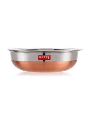 stainless steel tasra kadhai with copper bottom and lid - 16662420 - Standard Image - 2