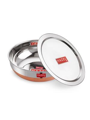 stainless steel tasra kadhai with copper bottom and lid (set of 3) - 16662421 - Standard Image - 2