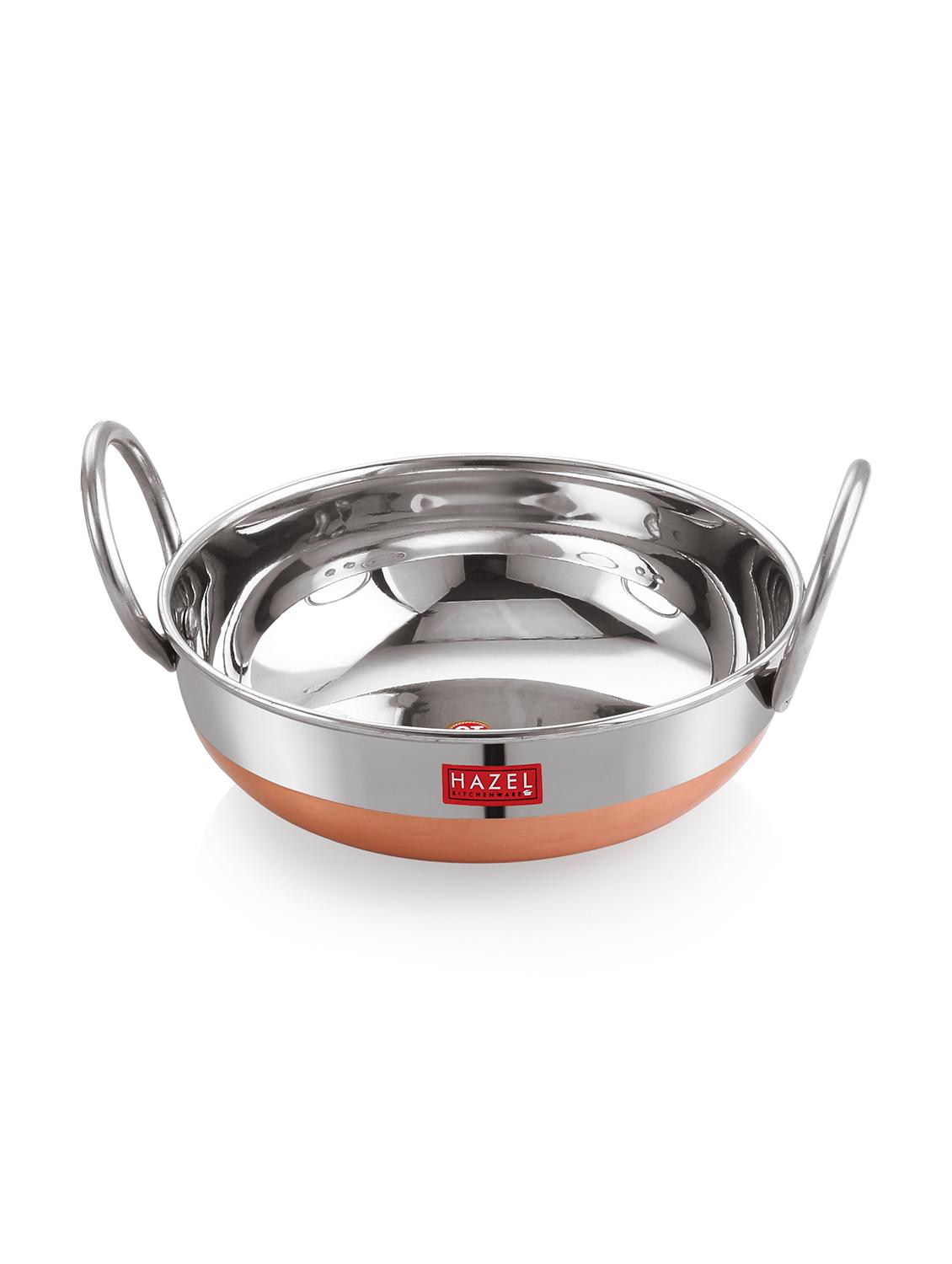 stainless steel kadai with copper bottom and lid - 16662424 - Zoom Image - 2