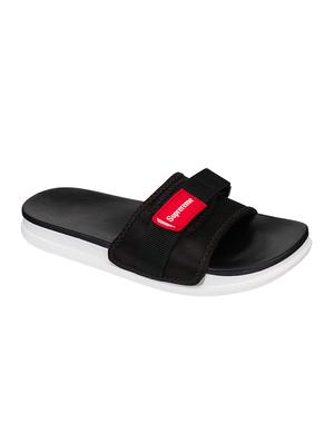 black synthetic & mesh slip on flip flops - 16662474 - Standard Image - 2