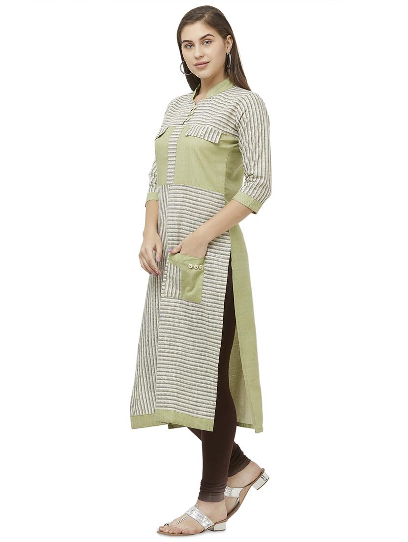 color block straight kurta - 16662543 - Zoom Image - 2