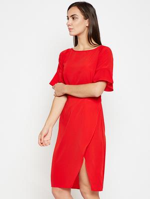 boat neck bell sleeved wrap dress - 16662688 - Standard Image - 2