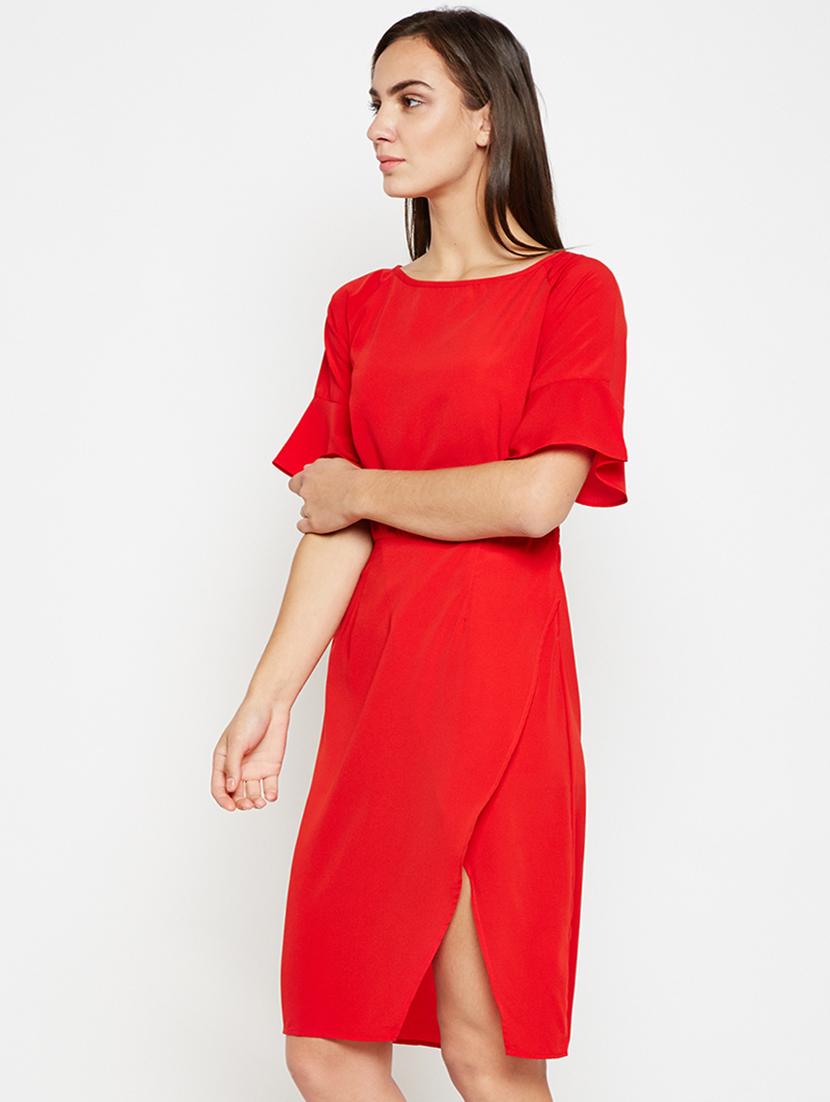 boat neck bell sleeved wrap dress - 16662688 - Zoom Image - 2
