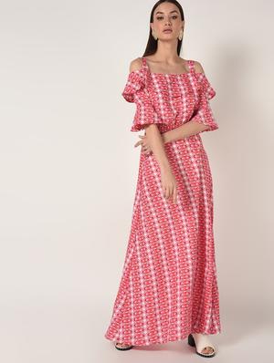 cold shoulder bell sleeved maxi dress - 16662806 - Standard Image - 2