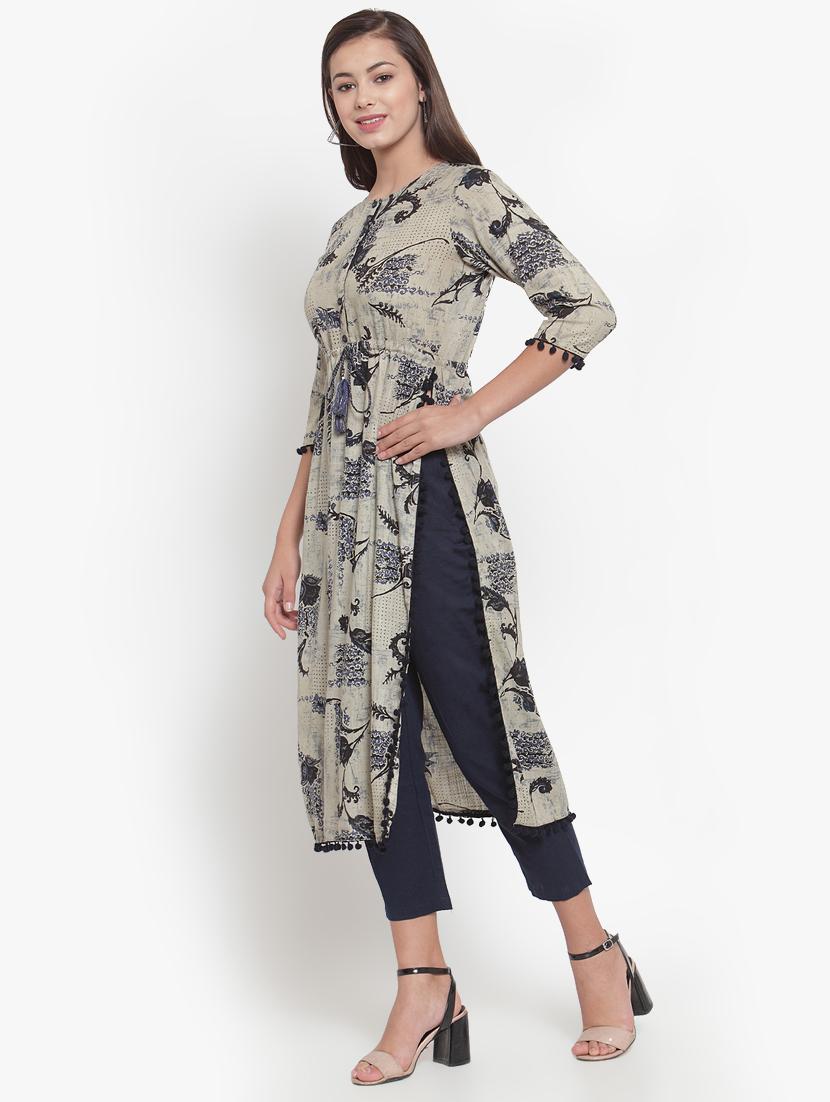 floral print straight kurta - 16663047 - Zoom Image - 2