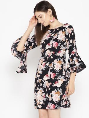 bell sleeved floral shift dress - 16663607 - Standard Image - 2