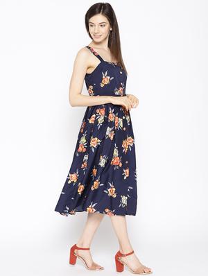 gathered detail floral fit & flare dress - 16663623 - Standard Image - 2