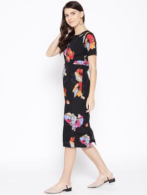 boat neck floral pencil dress - 16663631 - Standard Image - 2