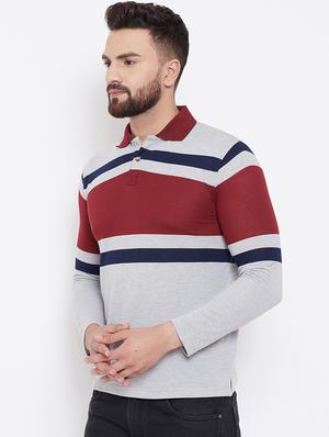grey striped polo t-shirt - 16663713 - Standard Image - 2