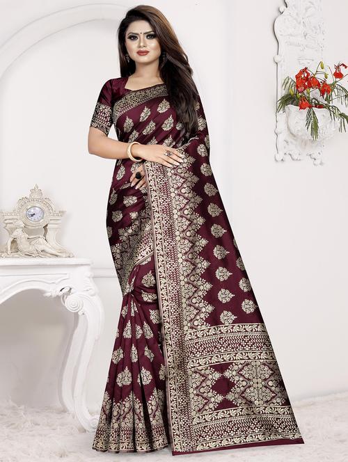 zari work banarasi saree with blouse - 16663810 - Standard Image - 1