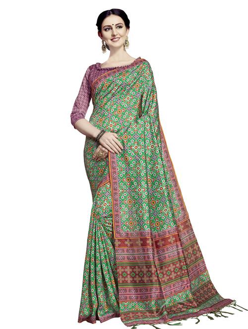 printed patola saree with blouse - 16664047 - Standard Image - 1