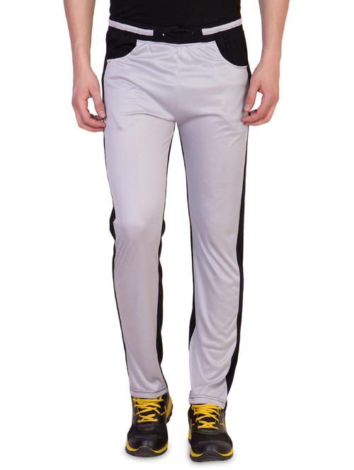 grey color block full length track pant - 16664682 - Standard Image - 1