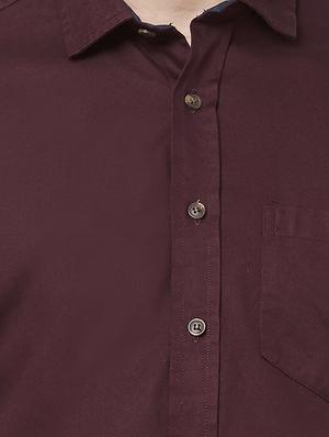 maroon solid casual shirt - 16664751 - Standard Image - 5