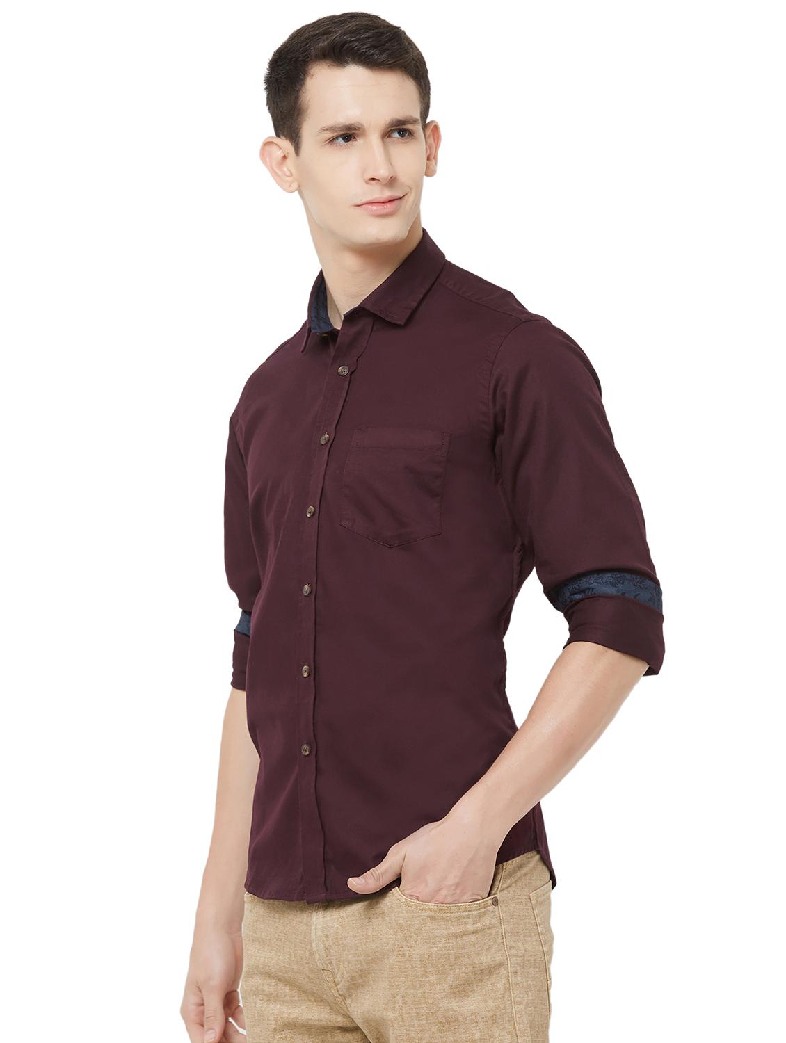 maroon solid casual shirt - 16664751 - Zoom Image - 2