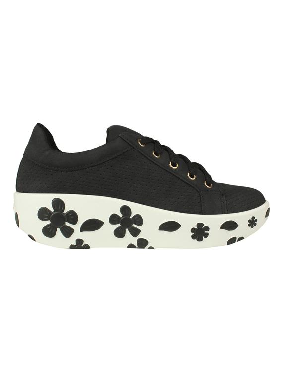 black leatherette laceup sneakers - 16665861 - Zoom Image - 2